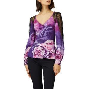 MARISSA WEBB  Purple Floral Longsleeves Bow Back Top SIZE 6